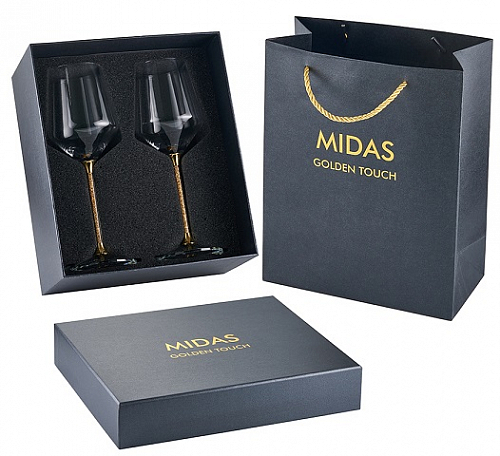 Набор бокалов Мидас для красного вина, золото 350 мл